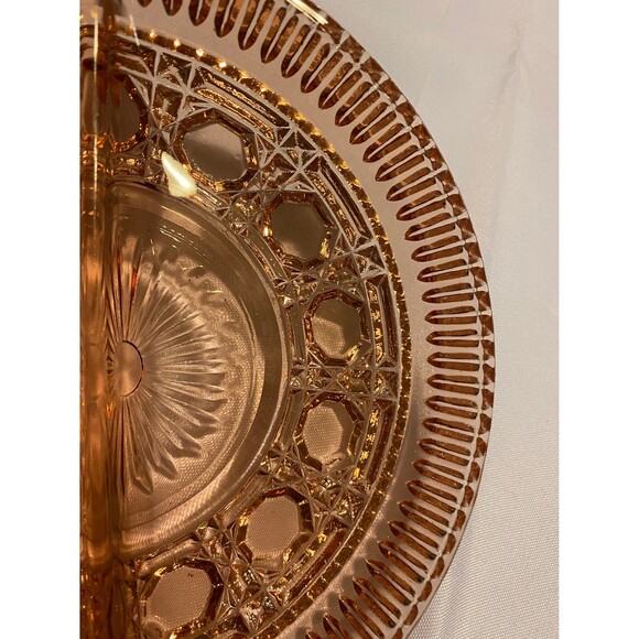 Pink Indiana Glass Depression Glass Divided Dish | Windsor Royal Pattern - Picture 3 of 4